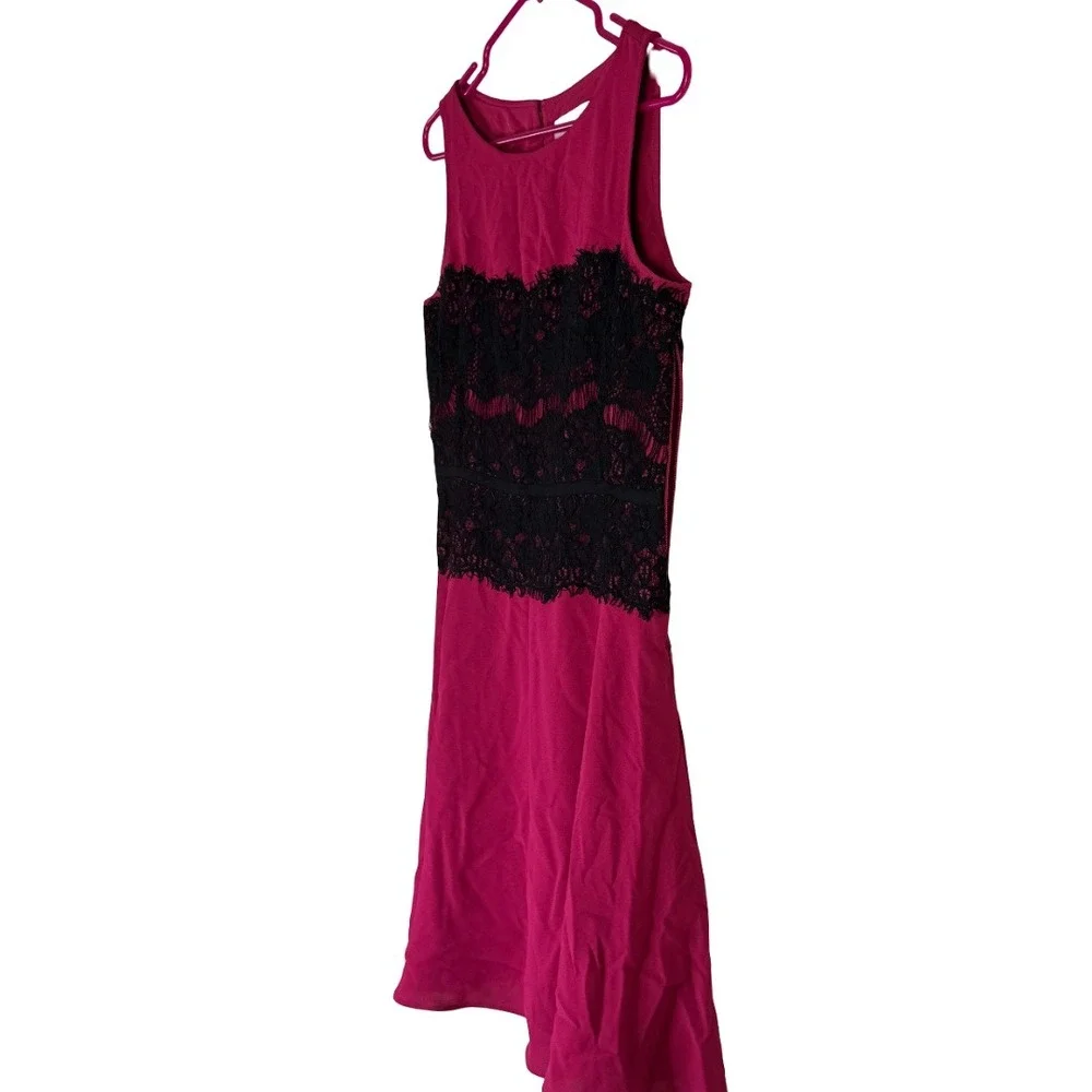 Loft Sleeveless Mauve Black Lace Dress Womens Size 6 Fit Flare Cocktail Party AE